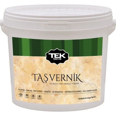 TEK Boya Su Bazlı Taş Vernik 2,5 Litre Kir Tutmaz Parlak Yüzeyler İçin Kullanıma