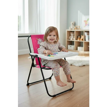 Exent Kids 2–6 Yaş, Rainbow Unicorn Katlanır Portatif Çalışma Masası ve Sandalye