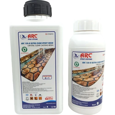 Arc Ultra Şeffaf Döküm Tipi Parlak Epoksi Reçine 1,5 kg Set Kristal Parlaklıkta