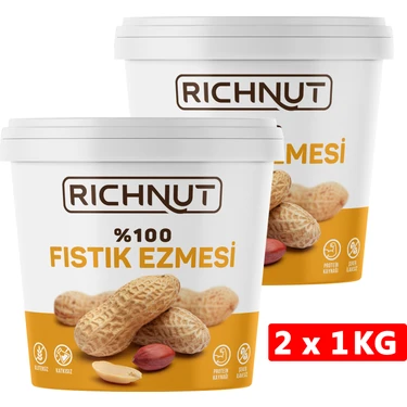 Deva Çiftliği 2 kg Şekersiz Katkısız %100 Fıstık Ezmesi  (2 x 1000