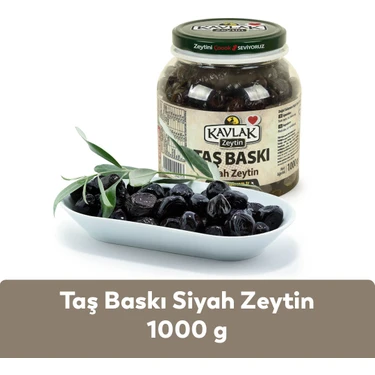 Kavlak Zeytin Kavlak 1 kg Taş Baskı Siyah Zeytin Katkısız ve Doğal Gemlik Zeytini
