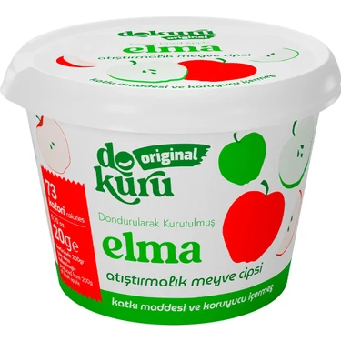 Dokuru Original Elma Atıştırmalık Meyve Cipsi - Dondurularak Kurutulmuş Elma - Freeze Dried