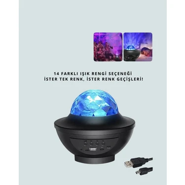 Yıldız & Okyanus Dalga Projektörü – Bluetooth / USB Hoparlörlü -