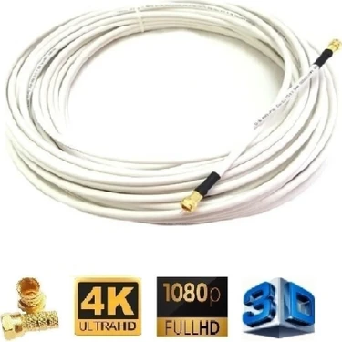 Vwin 5 Metre Gold Uçlu Rg6/u4 Hazır Anten Kablosu 1080 3D 4K Full Hd 1080 Tak
