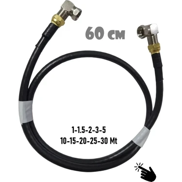 Anktek 60 cm L Tipi F Konnektörlü 90 Derece Çevirmeli Hazır Anten Uydu Kablosu Hazır Tak Çalıştır