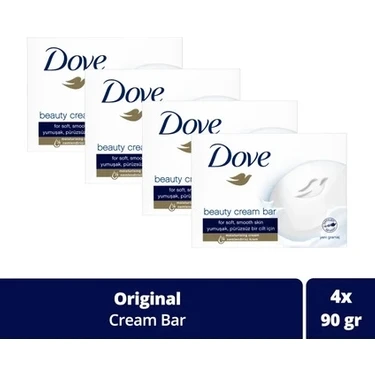 Dove Beauty Cream Bar Katı Güzellik Sabunu Original Nemlendirici Etkili 4x90