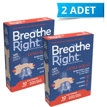 Breathe Right Extra Büyük Burun Bandı - İlaçsız, Esnek Malzeme, 66 mm, Rahat Nefes Almayı Sağlayan