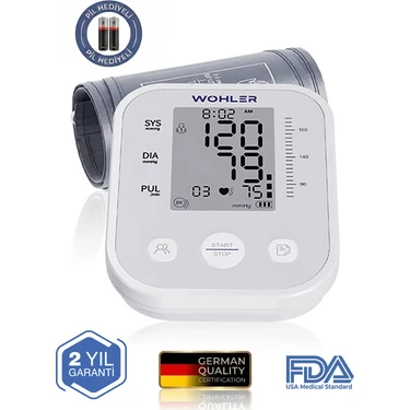 Wohler Üst Koldan Ölçer Dijital Tansiyon Aleti Nabız Ölçer USB Girişli 99