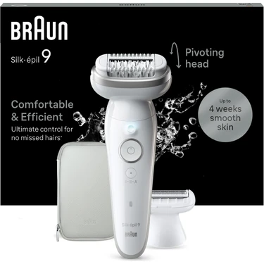 Braun Silk-épil 9 9-041 Epilatör – 40 Cımbızlı, Islak/Kuru Kablosuz Kullanım, Aydınlatmalı, Ağrısız