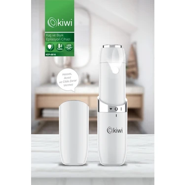 Kiwi KEP-6816 Otomatik Işıklı Cımbız Epilasyon Cihazı Beyaz Renk Hassas Bölgeler İçin Kablosuz
