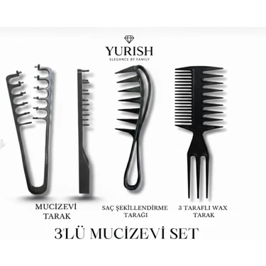 Yurish Mucizevi 3'lü Tarak Seti Saç Şekillendirme Tüm Saçlar