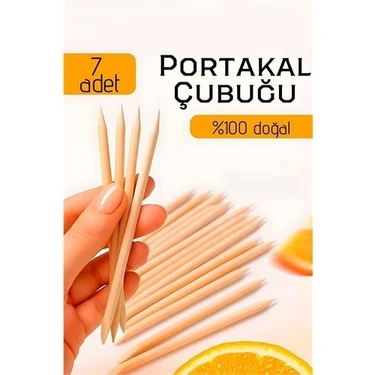 Aesco Mey Ithalat® Profesyonel 7’li Portakal Çubuğu Seti - 11.5 cm Manikür & Pedikür Et Itici ve