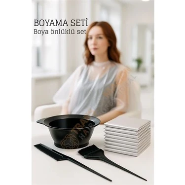 Aesco Mey Ithalat® Saç Boyama Seti 3’lü ve Saç Boya Önlüğü Tarak, Seti Fırça, Boya Kabı ile
