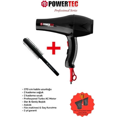 Powertec TR-901 Turbo Profesyonel Fön Makinası + Berber Fön