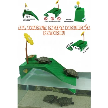Ada Akvaryum Papatya Su Kaplumbağası  Rampalı Dinlenme Platformu