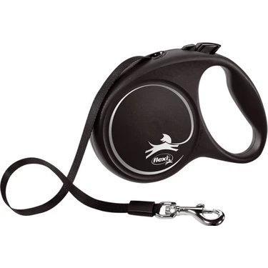 Flexi Black Design Şeritli Otomatik Gezdirme Tasması Gri-Siyah 5m