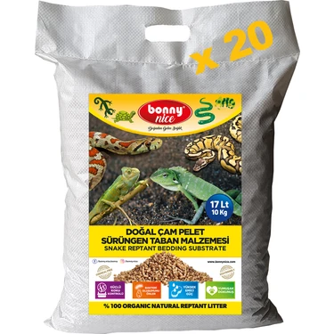 Bonny Nice Doğal Çam Pellet Sürüngen Taban Malzemesi 10 kg 20 L x 20