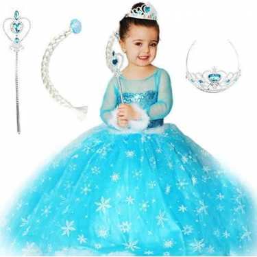 Moda Sitesi Kostüm Tarlatanlı Frozen Elsa Anna Karlar Ülkesi Simli