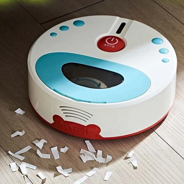 Oyuncak Pilli Robot Süpürge Sesli ve Işıklı Gerçek Süpürme Özelliği ve Sürekli Farklı Yönlere Giden