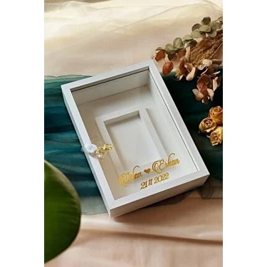 Verda Çerçeve Kişiselleştirilebilir Beyaz Fotoğraf Alanlı 25x35 cm Anı Çerçevesi Ledli Gül Kutusu