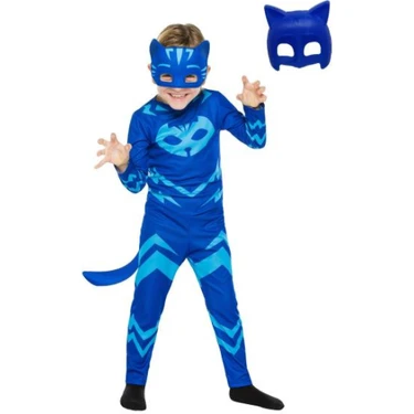 Pj Maskeliler Pija Maskeliler Kostüm Catboy Kedi Çocuk (Mavi) 2 Maskeli