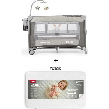 Kanz Sleepside +Plus Anne Yanı Park Yatak Gri -