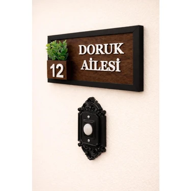 Shelife Kişiye Özel Ahşap Kapı Isimliği Çiçekli – 10X20 cm Mdf Dekoratif Kapı
