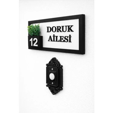 Shelife Kişiye Özel Ahşap Kapı Isimliği Çiçekli – 10X20 cm Mdf Dekoratif Kapı