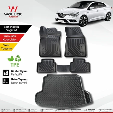 Wöller Renault Megane 4 Paspas Bagaj Havuzu Set Sedan 2016 2026 Arası Uyumlu 3D Wöller Ultraflex