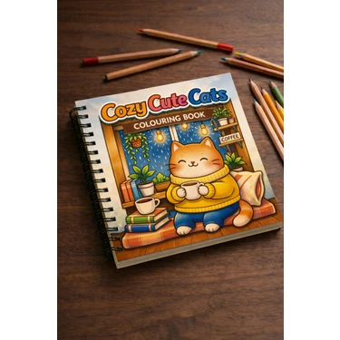Z&R Craft Cozy Cute Cats Boyama Kitabı - Yetişkin ve Çocuklar - Kalın Yapraklı - Spiralli -