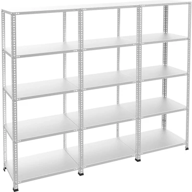 Rafburada 5 Katlı 3'lü Galvaniz Çelik Raf - Depo, Arşiv, Kiler, Dosya, Market Rafı - 31x60 cm-200