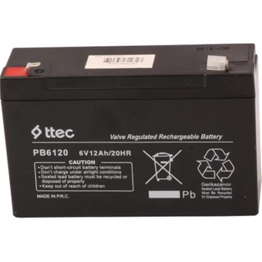 Ttec 6V 12AH Bakımsız Kuru