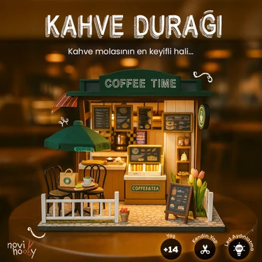 Kahve Durağı Minyatür Maket Ev Kiti | Maket Ev | Dıy Kendin Yap | LED Işıklı Maket