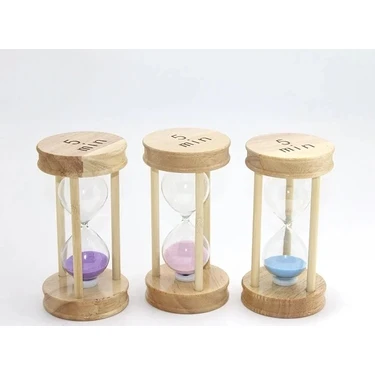Uravas Store Ahşap Kumsaati 5 Dakika - 14X7 cm Dekoratif Doğal Ahşap Zaman Ölçer