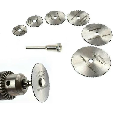 Mini Dairesel Testere Bıçağı 7 Li Parça Set Döner Dremel Ahşap, Plastik, Laminat Ve