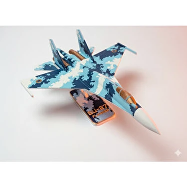 Forge Triverse Su-27 Flanker Uçak Modeli Kiti Mavi Dijital Kamuflaj Plastik Malzemeden Yapılmış