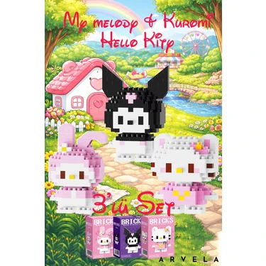 Arvela Bricks Hello Kitty & Kuromi & My Melody Figür Seti –