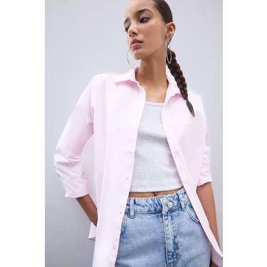 DeFacto %100 Pamuk Oversize Basic Oxford Gömlek