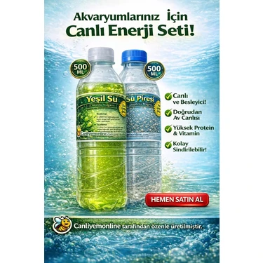 Koçlar Yeşil Su Akvaryum Balıkları İçin Su Piresi Hediyeli 500 Ml Besleyici Balık