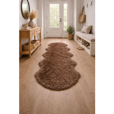 Saymine Kuzu Post Peluş Premium Yumuşak Tüylü Elips Halı -
