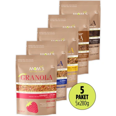 Mom's Natural Foods 5'li Mix Granola 1,4 kg Meyveli Rafine Şeker İlavesiz Sağlıklı