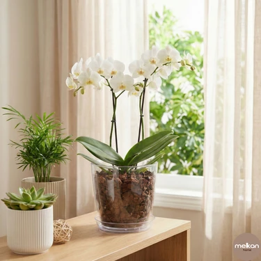 Melkan Home Orkide Saksı, Şeffaf Orkide Saksısı 1,5 Litre Kristal Orkide