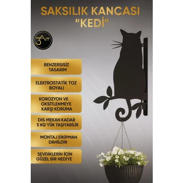 3Art Metal Metal Saksı Askılığı - Duvar Tipi Dekoratif Çiçek
