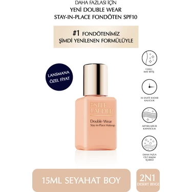Estee Lauder Seyahat Boy Fondöten - Double Wear Stay-In-Place Fondöten SPF10 (2n1 Desert Beıge)