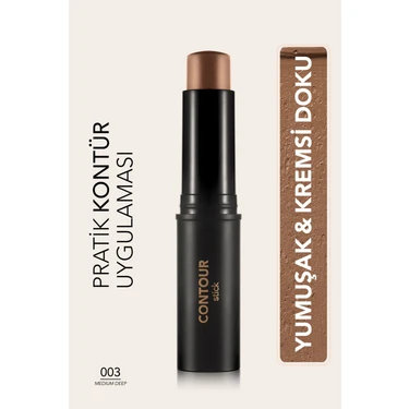 Flormar Yumuşak Formüllü ve Mat Bitişli Stick Contour Pratik Kalem Kontür (003 Medium Deep)