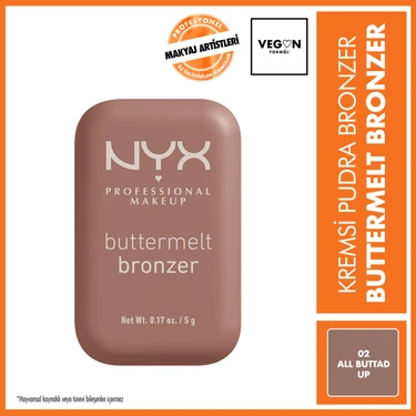 NYX Professional Makeup Buttermelt Kremsi Pudra Bronzer 02 All Buttad Up 12 Saat Kalıcı