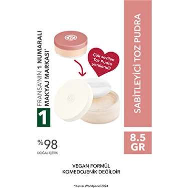 Yves Rocher Vegan Sabitleyici Toz Pudra 8.5G Çok Renkli Mat Görünüm ile Pürüzsüz
