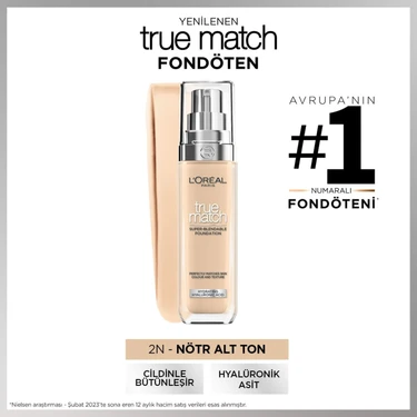 L'Oréal Paris True Match Bakım Yapan Fondöten - 2N Nötr Alt