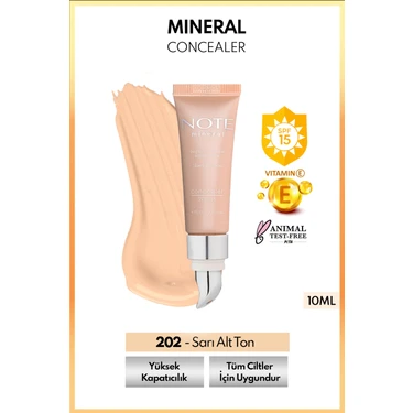 Mineral Concealer Spf 15 Yoğun Kapatıcı Metal Başlıklı Göz Altı Kapatıcısı - 202 Orta