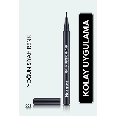 Flormar Ultra İnce Mat Göz Kalemi - Yüksek Pigmentli, Akma ve Bulaşma Yapmayan Siyah 001 (1
